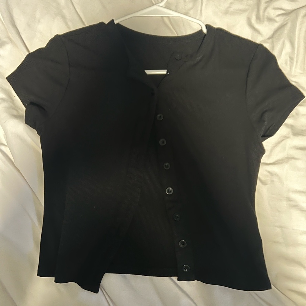 Black Button-Up Women's Top